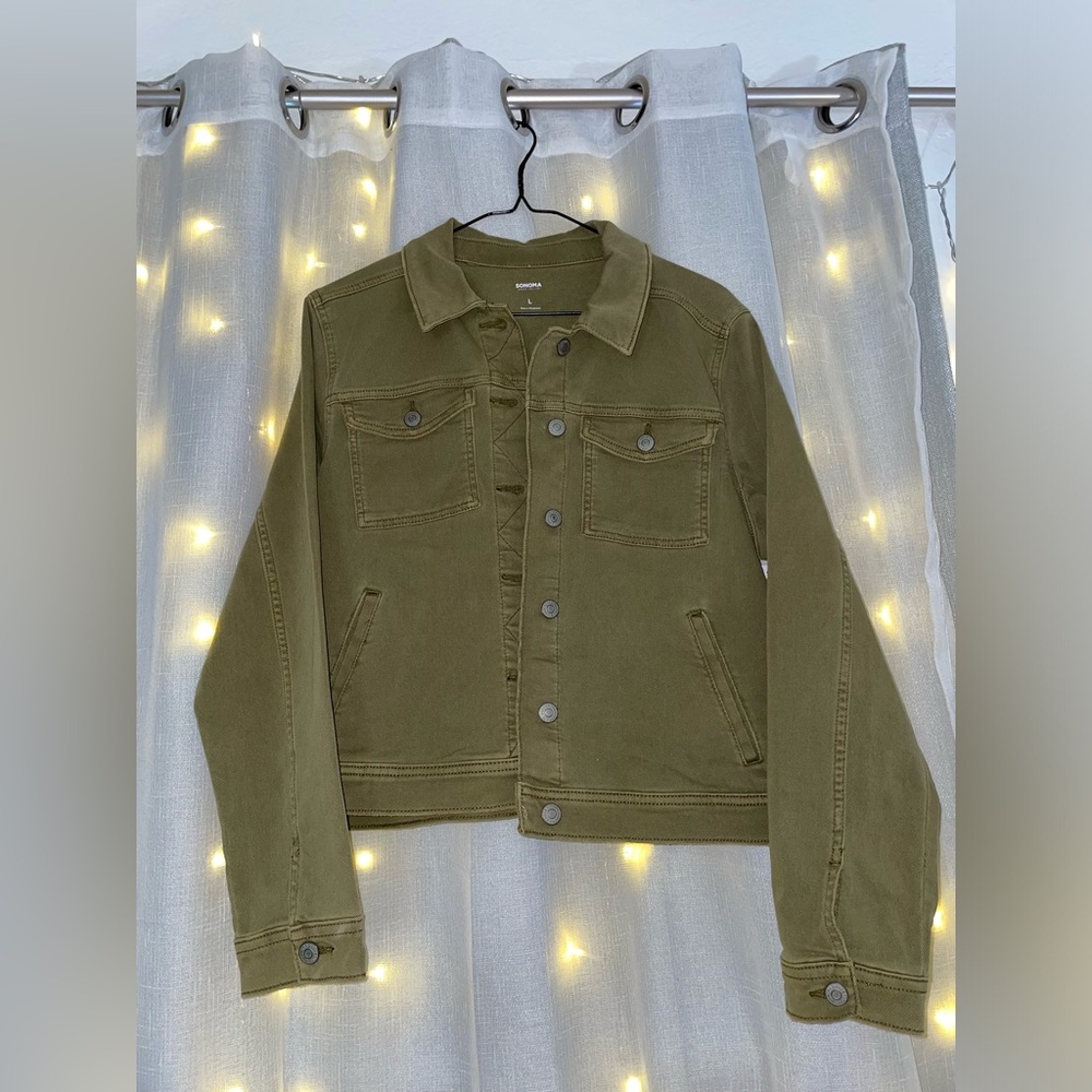 SONOMA Lennon Green Cropped Jean Denim Jacket Vintage inspired